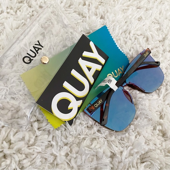 Quay Australia 56mm Gradient Cat Eye Sunglasses in Tortoise and Coral Mirror NWT - Picture 5 of 8